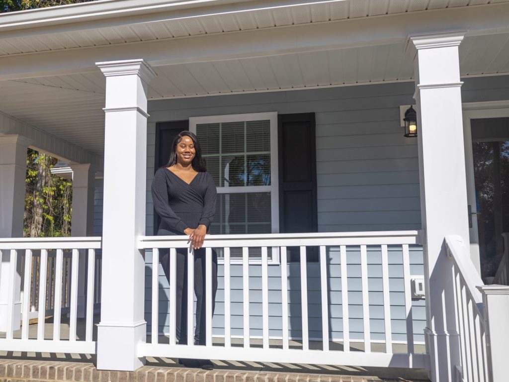 Machalla on her new front porch